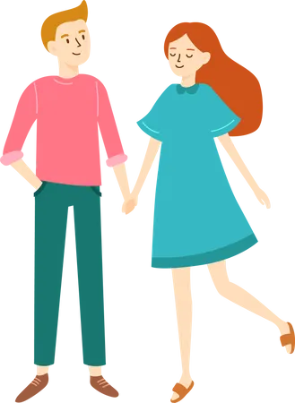 Young Woman And Man Couple In Love Illustration
