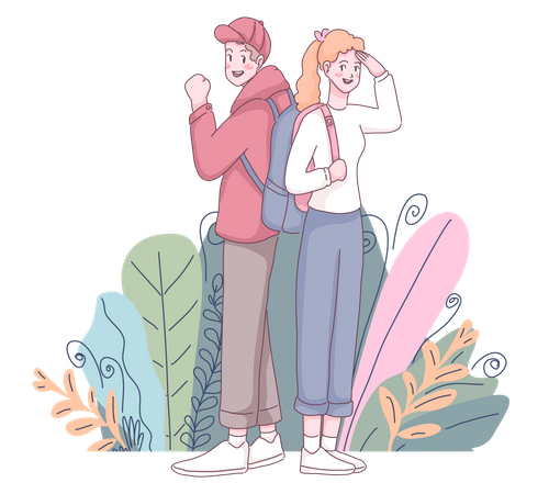 Young couple travelling together  Illustration