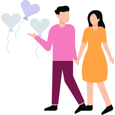 Young couple walking  Illustration