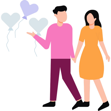 Young couple walking  Illustration