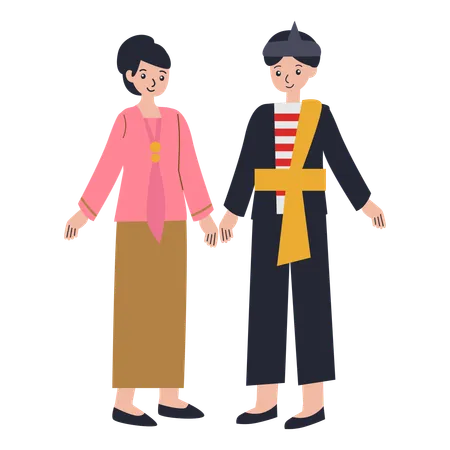 Young couple wearing Jawa Timur  Illustration