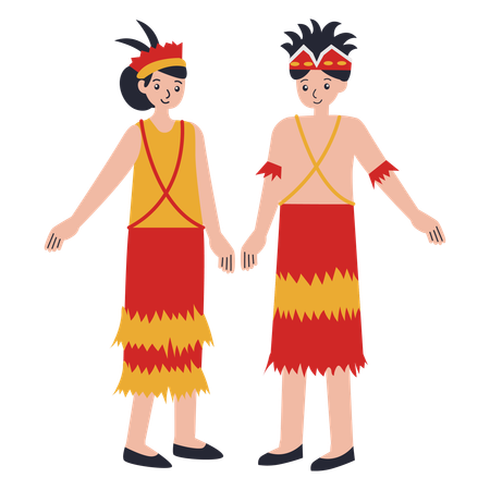 Young couple wearing Papua Barat  Illustration