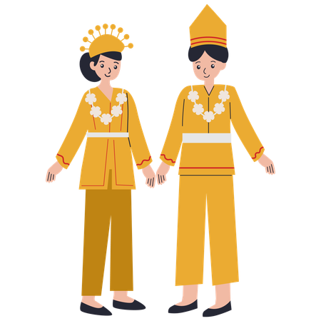 Young couple wearing Riau  Illustration