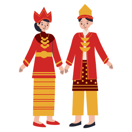 Young couple wearing Sumatera Selatan  Illustration