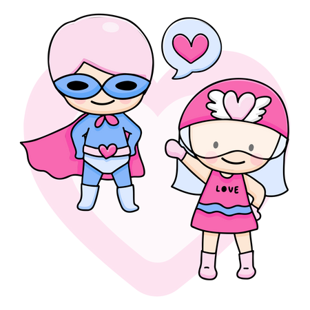 Young Couple Wearing Superhero Costume Illustration