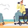 illustration young disabled people