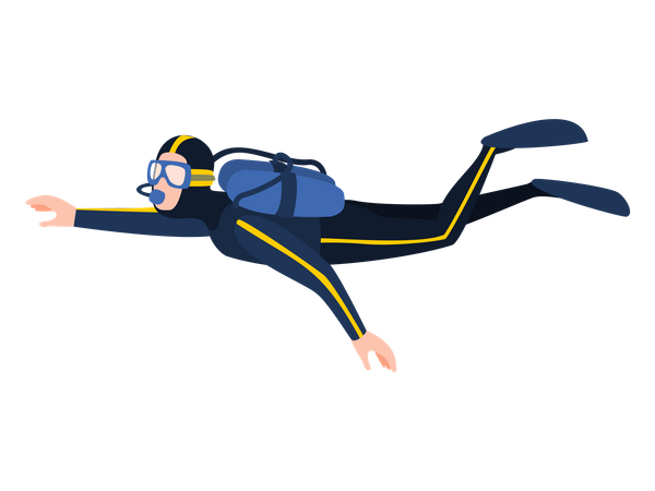 Young diver man in swimming suit  Illustration