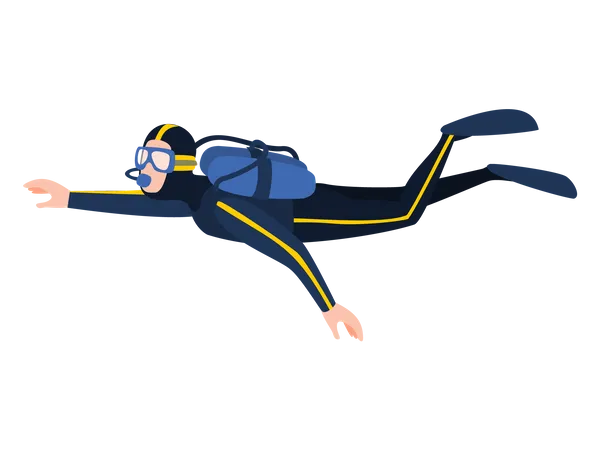 Young diver man in swimming suit  Illustration