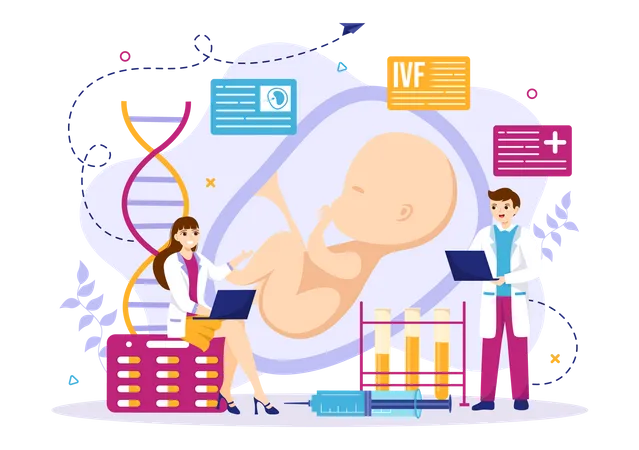 Young Doctors checking pregnancy report  Illustration