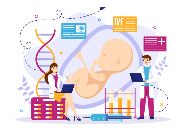 Young Doctors checking pregnancy report  Illustration