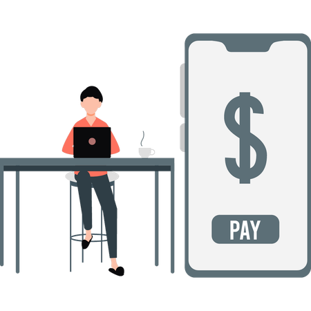 Young doing payment online  Illustration