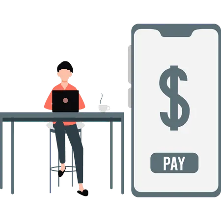 Young doing payment online  Illustration