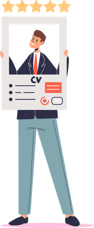 Young employee candidate holding cv  Illustration