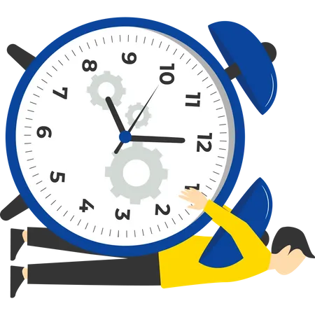 Stress And Time Pressure Deadlines Overtime Too Much Work Too Much Work Work Fatigue Businessmen Stuck Big Clock Flat Vector Illustration Illustration