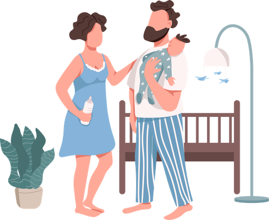 Young family with baby  Illustration