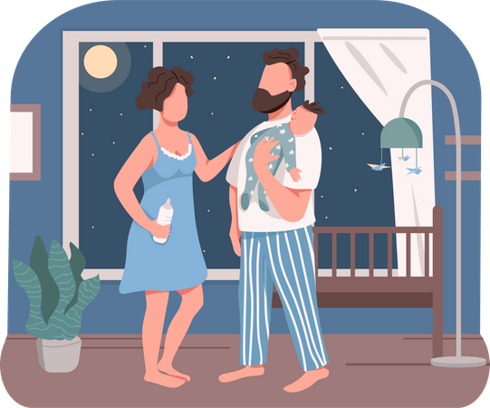 Young family with baby  イラスト