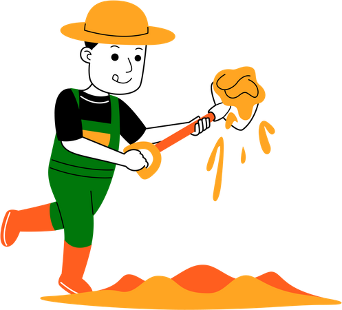 Young farmer digging soil  Illustration