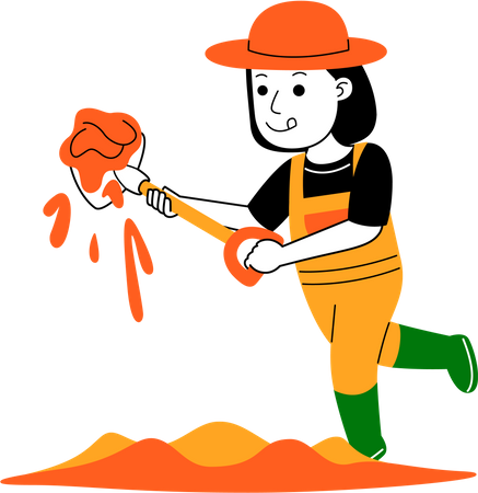 Young farmer digging soil  Illustration