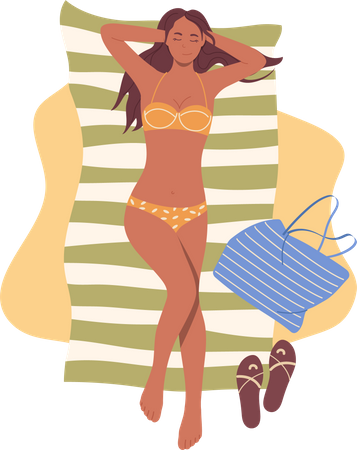 Young fashion woman enjoying summer vacation  Illustration