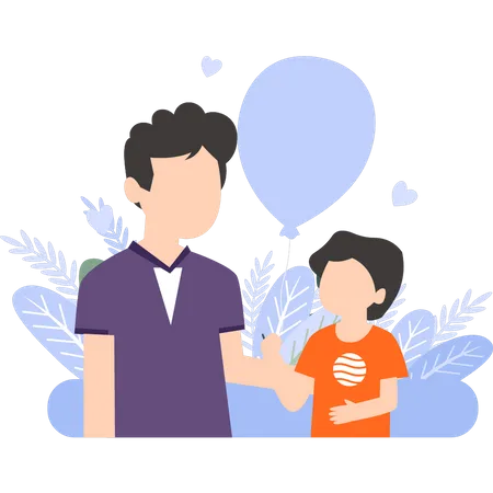 A Father And Son Are Talking イラスト