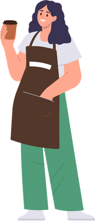 Young female barista preparing hot takeaway coffee  Illustration