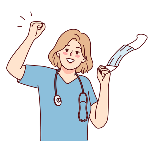 Young female doctor feeling happy  Illustration