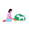 illustrations of dog feeding