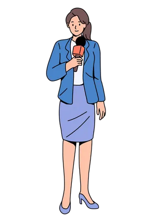 Young female reporter  Illustration