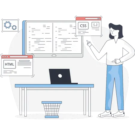 Young Female Showing Web Programming  Illustration