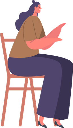 Young Female Sitting On Chair  Illustration