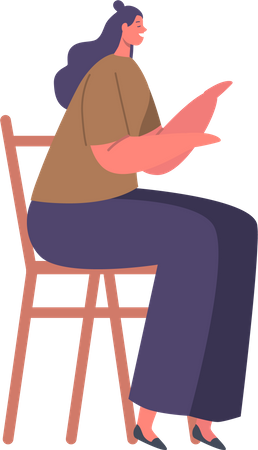 Young Female Sitting On Chair  Illustration