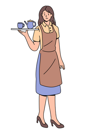 Young female waiter  Illustration