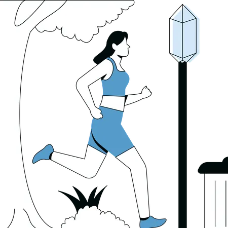 Young fitness girl running on street  Illustration