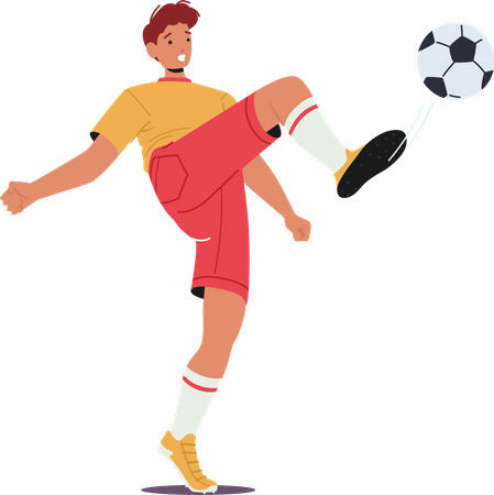 Young football player kick ball  Illustration