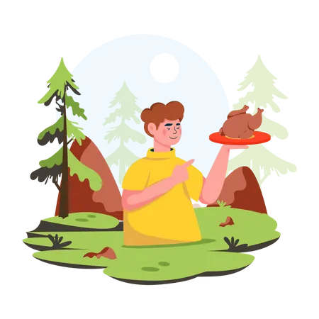 Camping Food Illustration In Flat Style Illustration