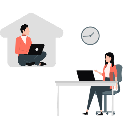 Young freelancers doing work task within time limit  Illustration