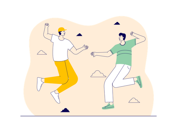 Young friends dancing in happiness  Illustration