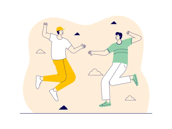 Young friends dancing in happiness  Illustration