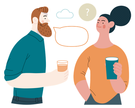 Best Premium Young friends talking with each other Illustration download in  PNG & Vector format