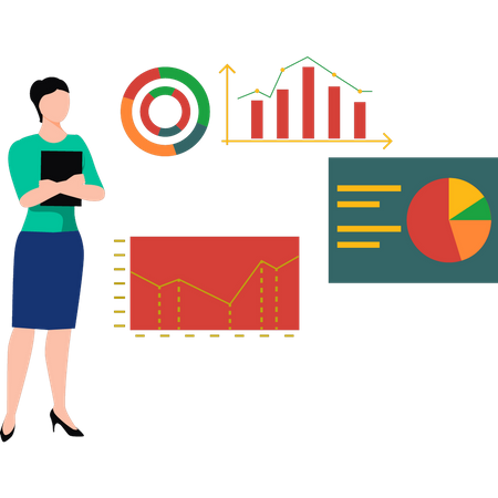 Young girl analyzing data  Illustration