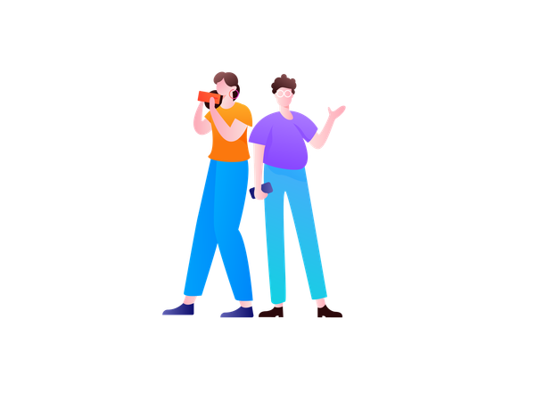 Young girl and man looking for job  Illustration