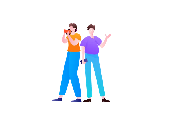 Young girl and man looking for job  Illustration