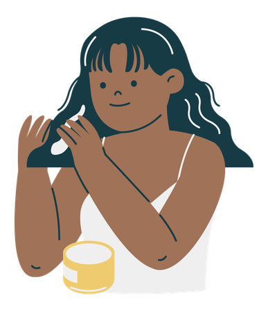 Young Girl Applying Hair Mask  Illustration