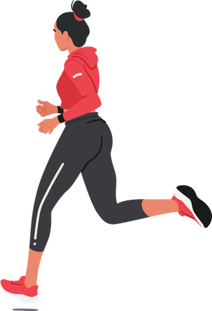 Young Girl Athlete Jogger Dashes Forward and Her Limbs Synchronized In Graceful Athleticism  Illustration