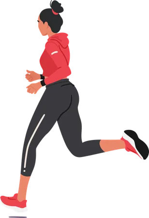 Young Girl Athlete Jogger Dashes Forward and Her Limbs Synchronized In Graceful Athleticism  Illustration