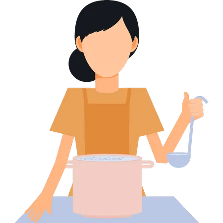 The Girl Is Boiling Water Illustration