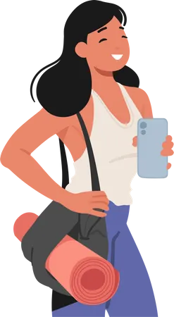 Young Girl Capturing Gym Workout With Selfie  Illustration