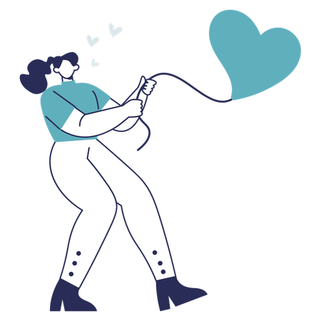 Young girl Catch Love  イラスト