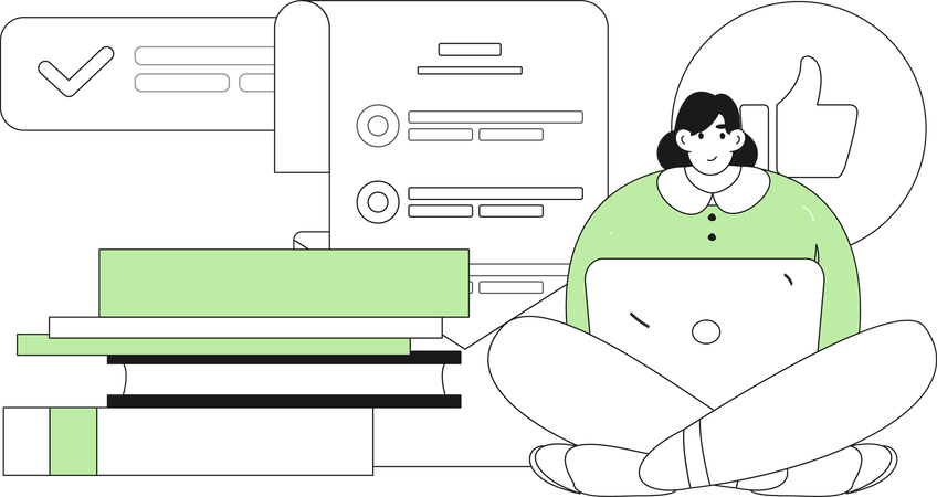 Young girl celebrating business success  Illustration