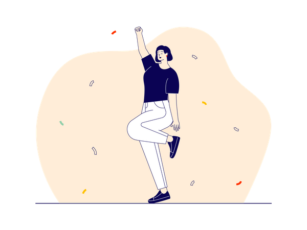 Young girl celebrating winning  Illustration